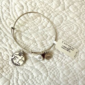 Alex and Ani Silver-Tone Aquarius Zodiac Charm Bangle